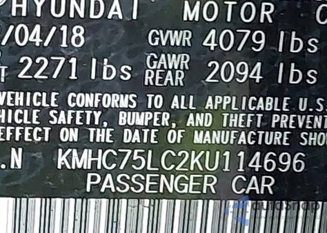 2019 Hyundai Ioniq Hybrid Sel z USA, uszkodzony, nr VIN KMHC75LC2KU114696